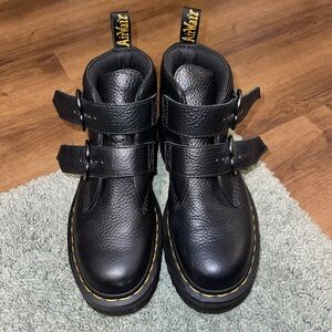 Dr. Martens Black Ankle Boots with Yellow Stitching